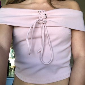 pink crop top